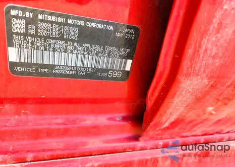 2012 Mitsubishi Lancer Es from USA, damaged, VIN JA32U2FU1CU031837